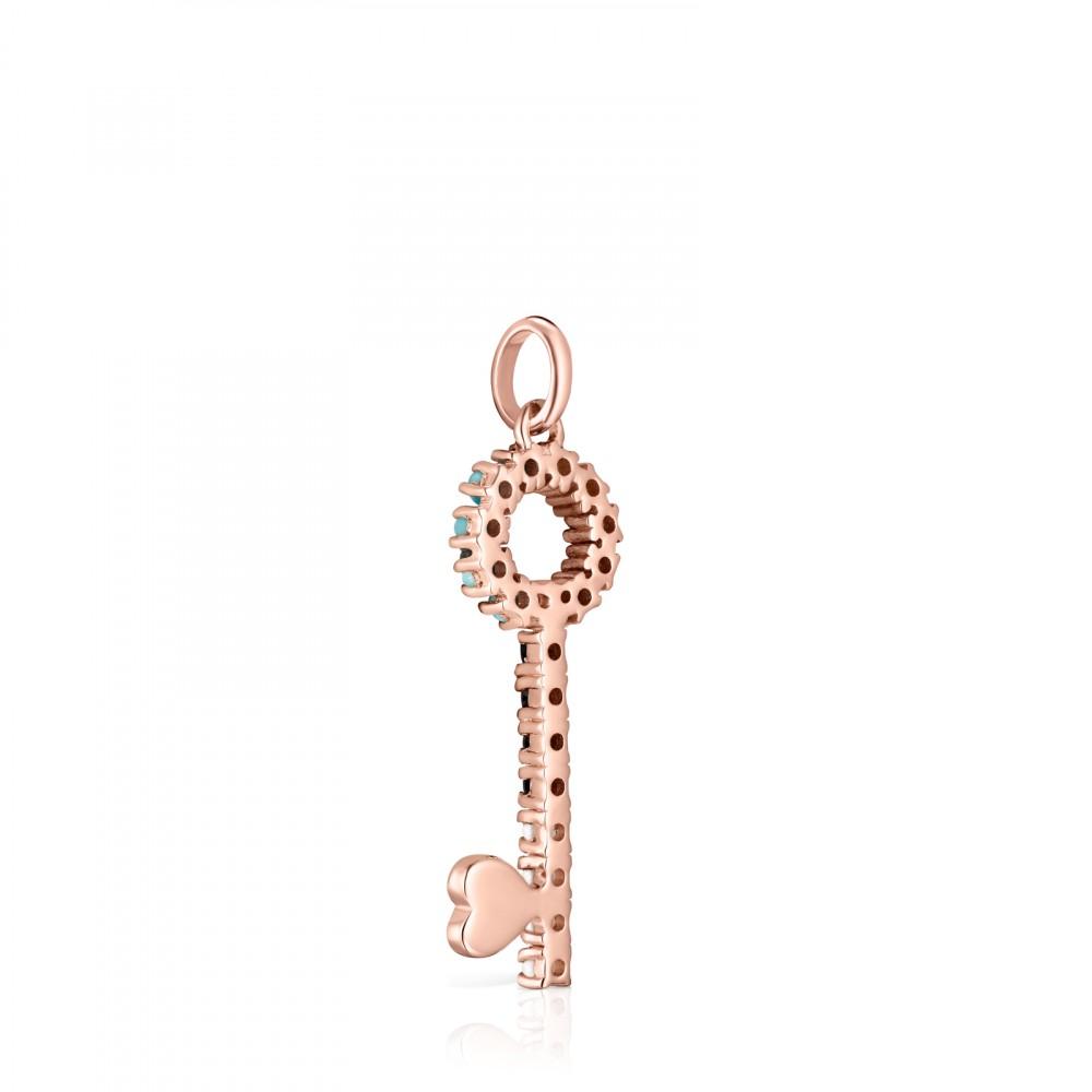 Tous Rose Gold Vermeil San Valentín key Pendant with Gemstones 915304540