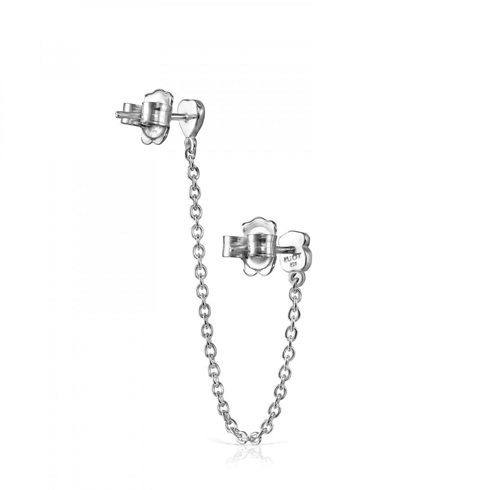 Tous Silver with Onyx Mini Onix - Color Double Earring 918453510