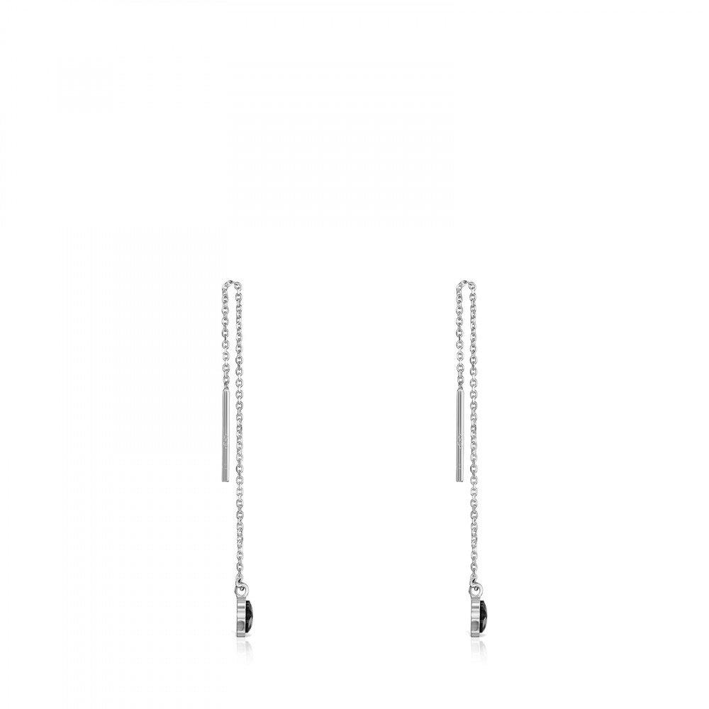 Tous Long Mini Onix - Color Earrings in Silver with Onyx 918453590