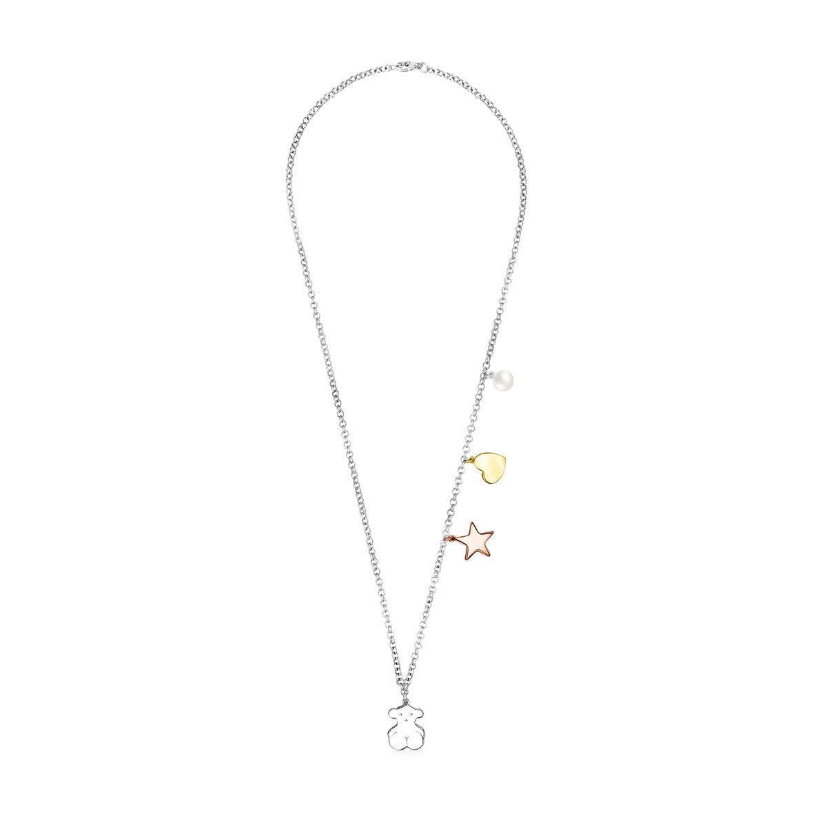 Tous Silver Sweet Dolls Necklace with Gold Vermeil, rose Gold Vermeil and Pearl 818022550