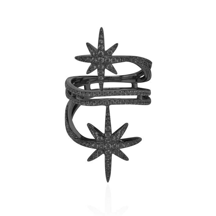 APM Double Meteorites Noires Silver Ring A17080BZT