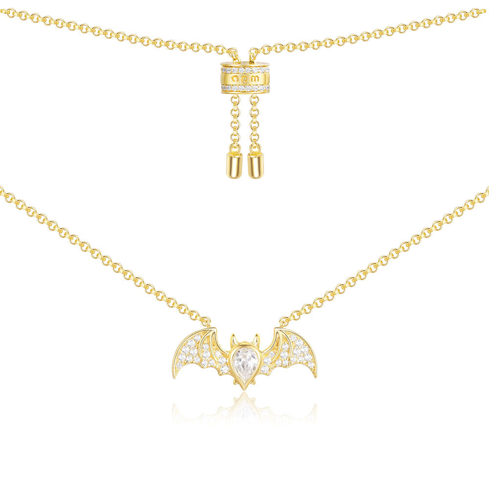 APM Yellow Silver Flying Bat Necklace AC4011OXY