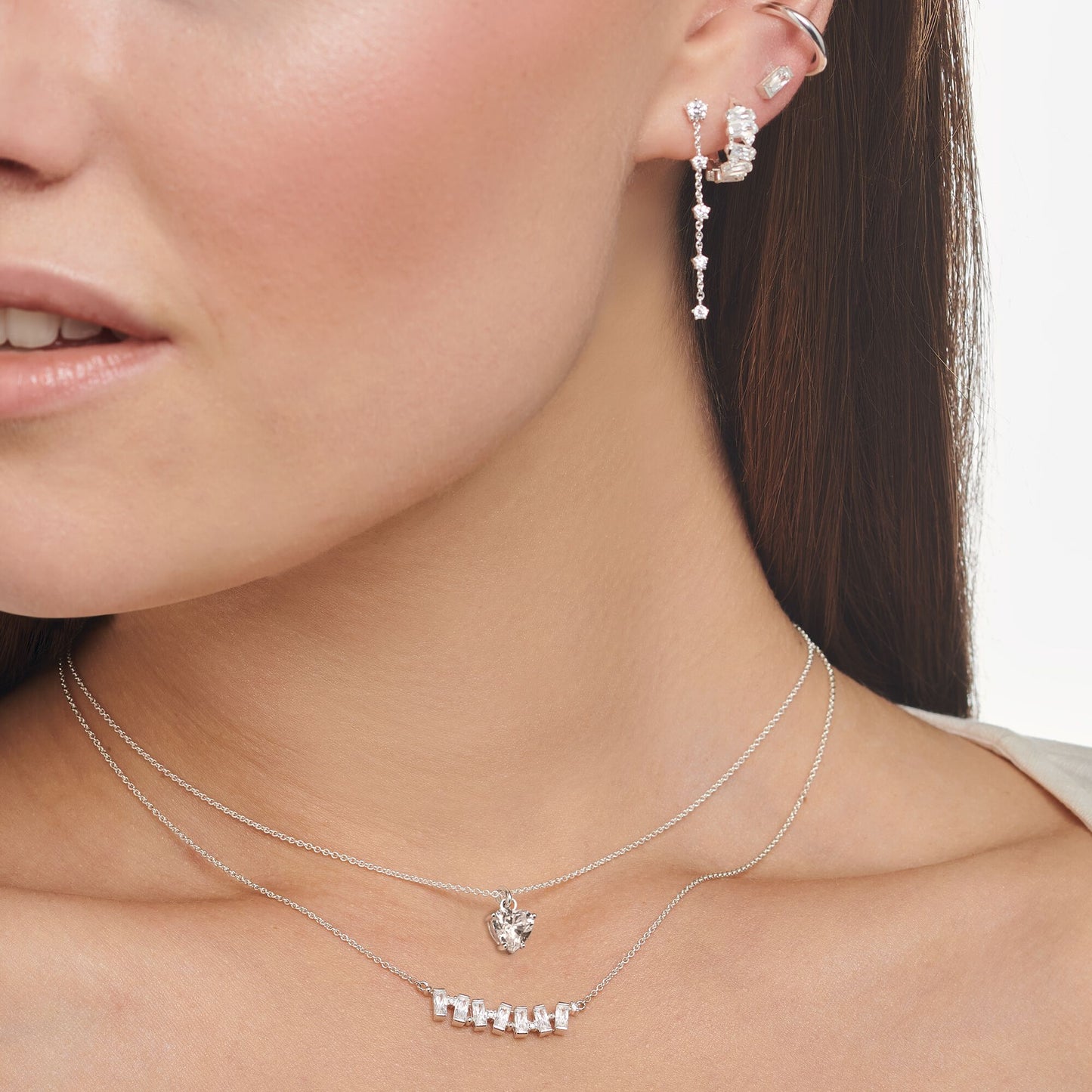 Thomas Sabo Charm Club Charming Silver Baguette Necklace KE2095-051-14-L45V