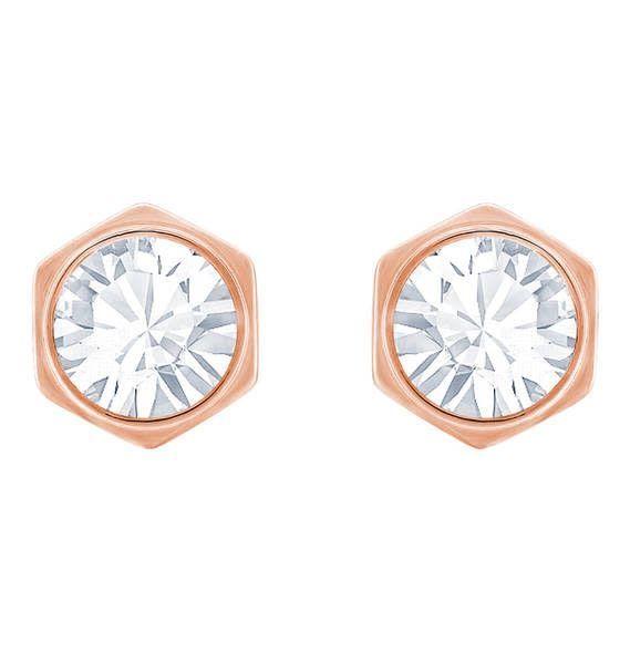 Swarovski Rose Gold Tone Hexagonal Stud Earrings 5371199