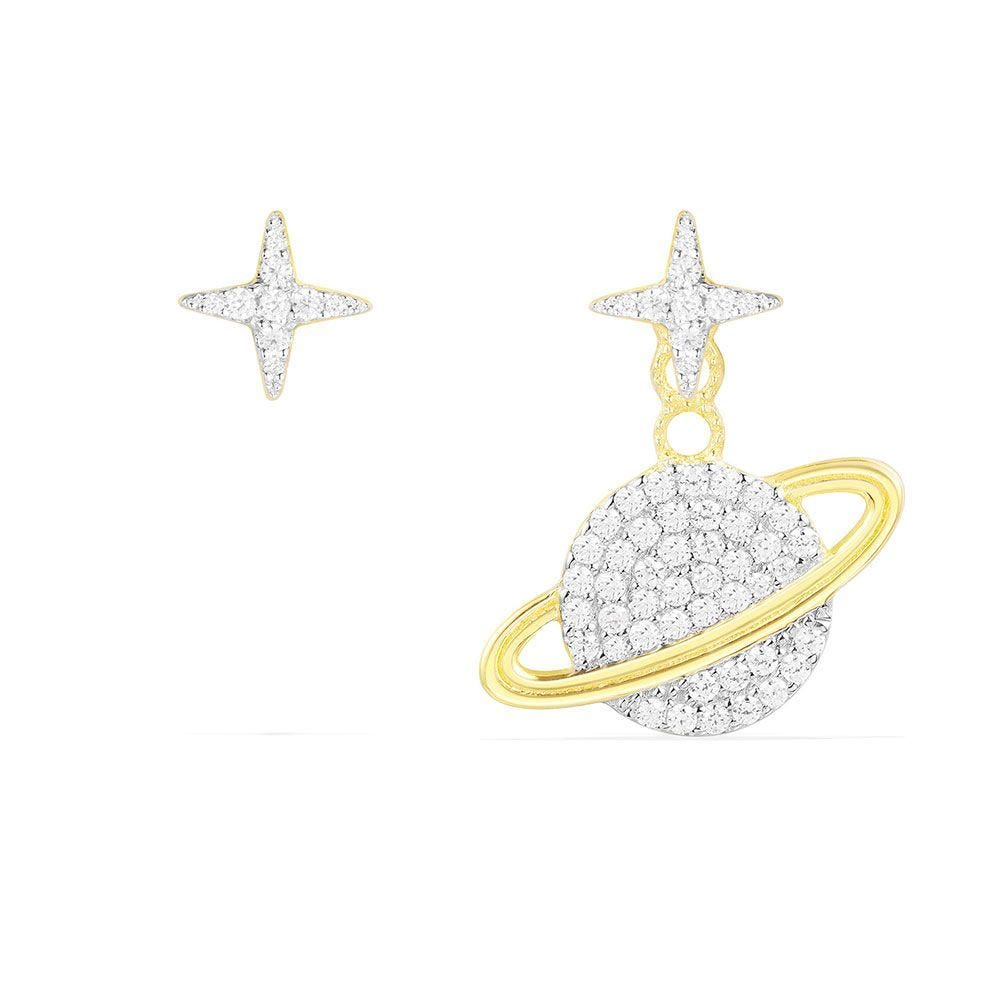 Asymmetric Pink Planet Earring And Stud - Silver AE10559XORW,AE10559OXY