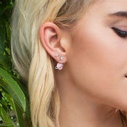 Asymmetric Pink Planet Earring And Stud - Silver AE10559XORW,AE10559OXY