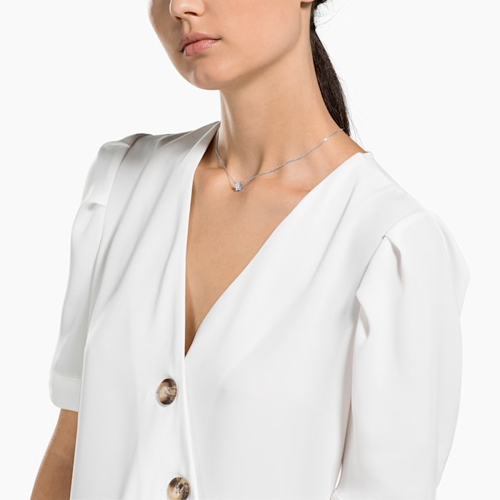 Swarovski Attract Necklace, White, Rhodium plated 5510696