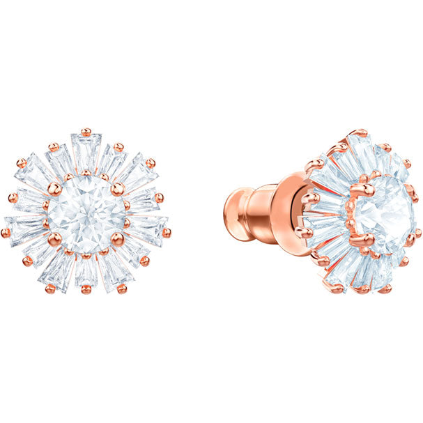 Swarovski Sunshine Pierced Earrings, White, Rose Gold Plating 5459597