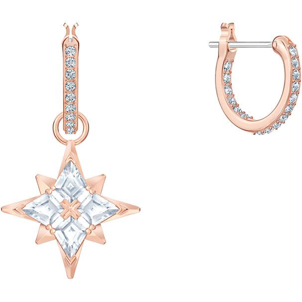 Swarovski Symbolic Star Hoop Pierced Earrings, White, Rose-gold Tone Plated 5494337