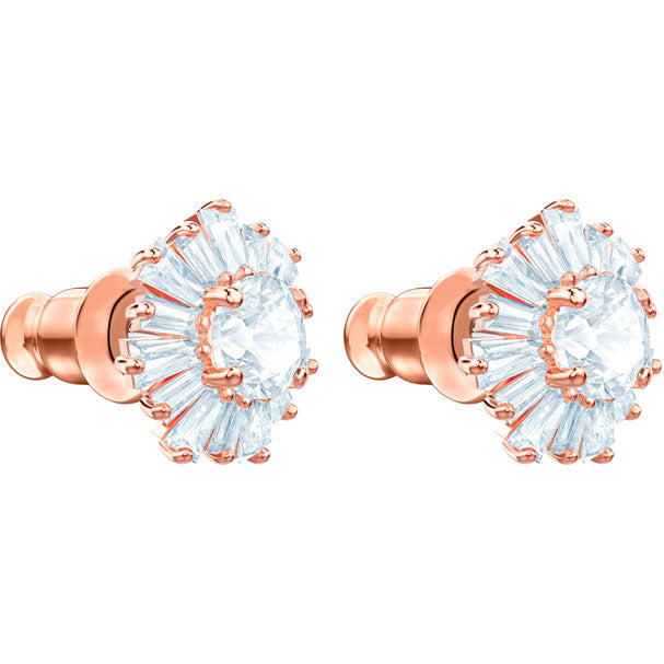 Swarovski Sunshine Pierced Earrings, White, Rose Gold Plating 5459597