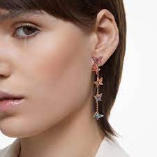 Lilia drop earrings Butterfly, Long, Multicoloured, Rose gold-tone plated 5636425