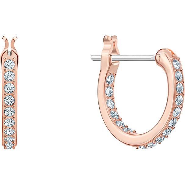 Swarovski Symbolic Star Hoop Pierced Earrings, White, Rose-gold Tone Plated 5494337