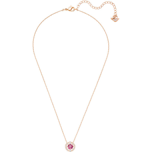 Swarovski Sparkling Dance Round Necklace, Red, Rose gold plating 5279421