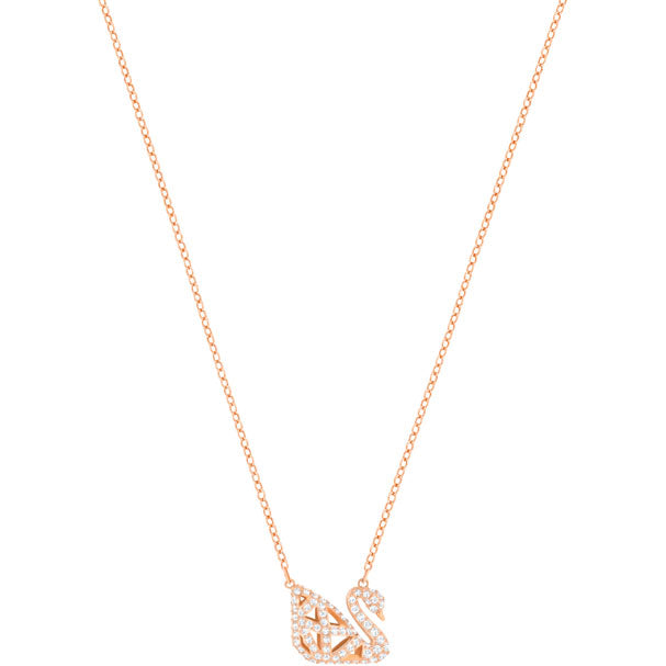 Swarovski Facet Swan Necklace, Black, Mixed Plating 5281275