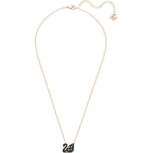 Swarovski Facet Swan Necklace, Black, Mixed Plating 5281275