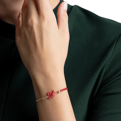 Swarovski Iconic Swan Bracelet, Red, Gold-tone Plated 5465403