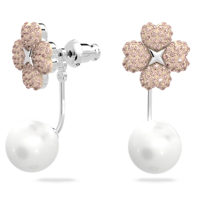 Latisha earring jackets Flower, Pink, Rhodium plated 5636486