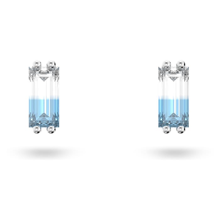 Swarovski Stilla stud earrings Cushion cut, Blue, Rhodium plated 5639132