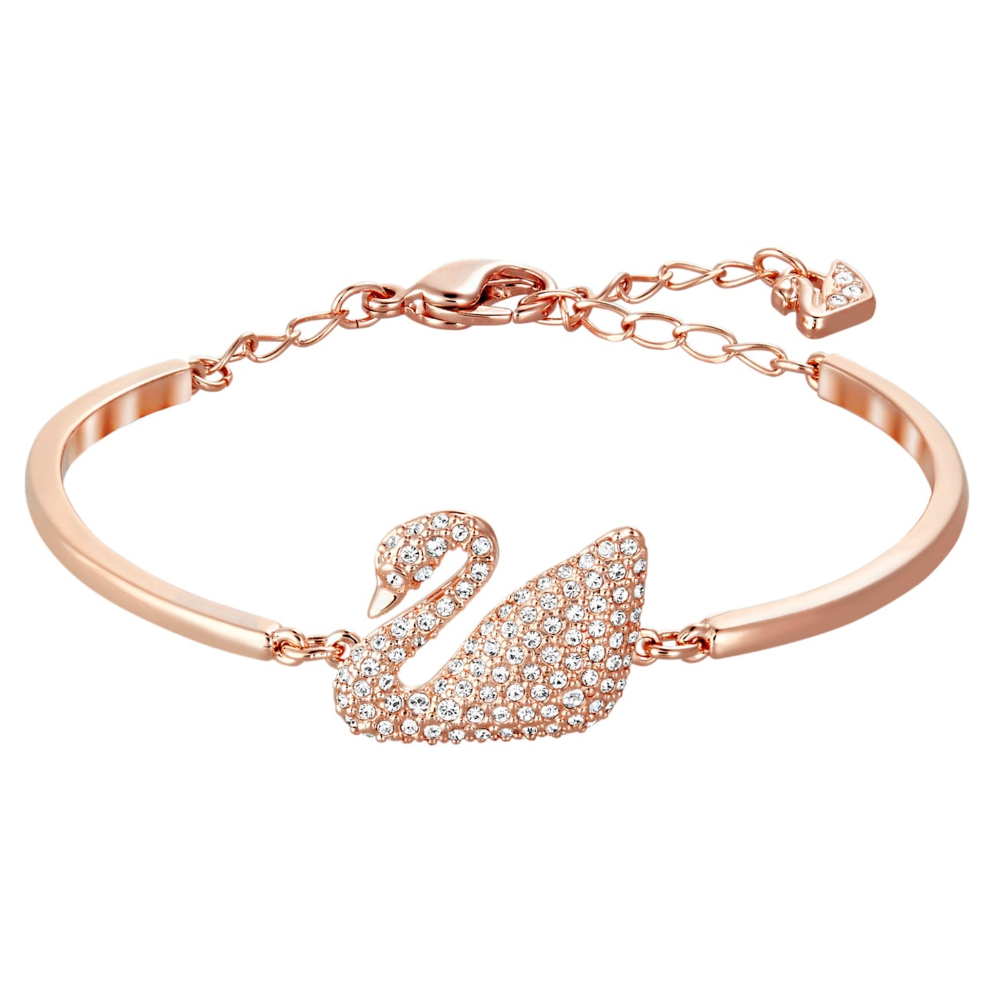 Swan Bangle, White, Rose-gold tone plated 5142752