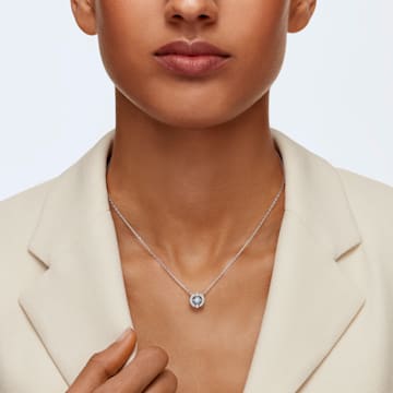 Swarovski Sparkling Dance necklace Round, Blue, Rhodium plated 5279425