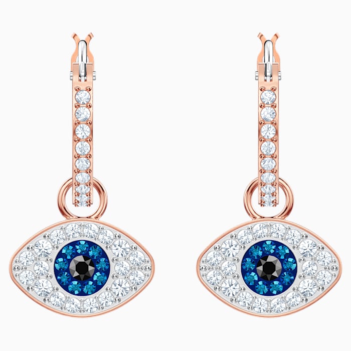 Swarovski Symbolic Evil Eye Hoop Pierced Earrings, Multi-colored, Rose gold plating 5425857