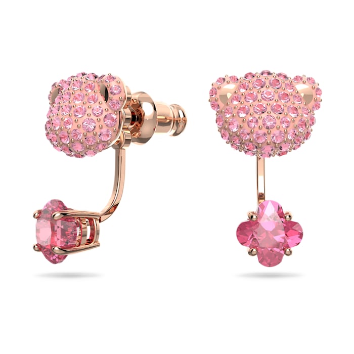 Swarovski Teddy earring jackets Bear, Pink, Rose gold-tone plated 5642982