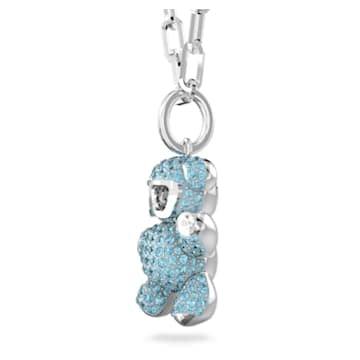 Swarovski Teddy pendant Bear, Blue, Rhodium plated 5642979