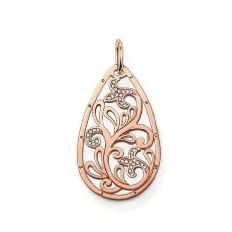 Thomas Sabo Sterling Silver Rose Gold Plated Cubic Zirconia Open Pear Shape Large Pendant PE541-416-14