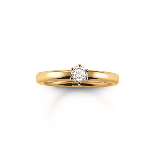 Thomas Sabo Sterling Silver Cubic Zirconia 18k Gold Plated Ring Size50 TR1982-414-14-50