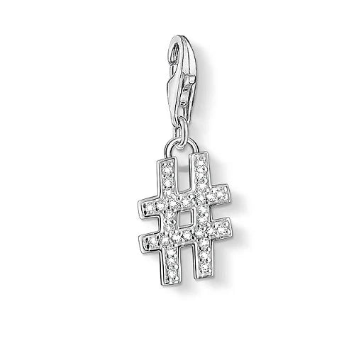 Thomas Sabo Silver Cubic Zirconia Glitter Hashtag Charm 1249-051-14