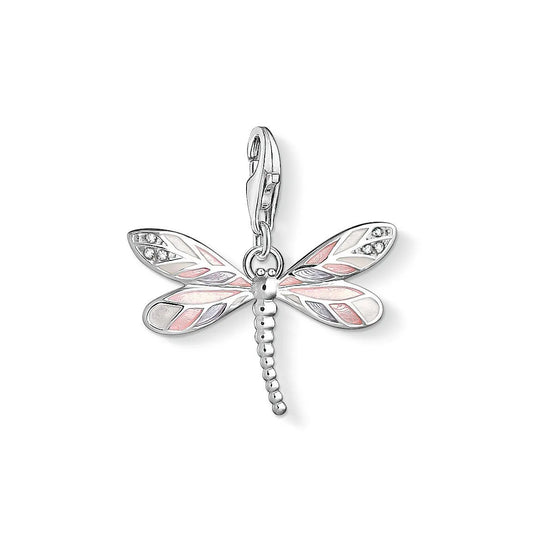 Thomas Sabo Sterling Silver Cubic Zirconia Pink Enamel Dragonfly Charm 1516-041-9