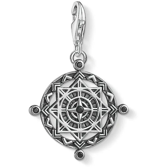 Thomas Sabo Sterling Silver Black C.Z. Disc Vintage Compass Charm 1712-643-11