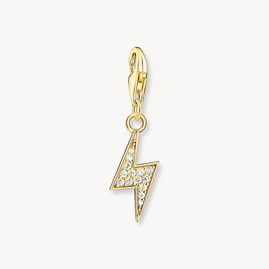 Thomas Sabo Sterling Silver 18K Gold Plated Cubic Zirconia Flash Charm Pendant 1882-414-14