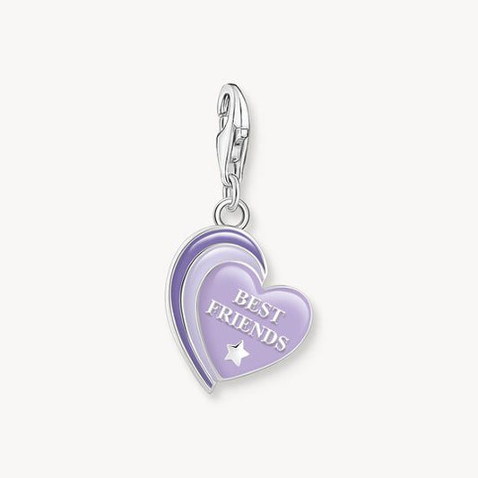 Thomas Sabo Sterling Silver BEST FRIENDS with Violet Cold Enamel Charm 2046-664-13