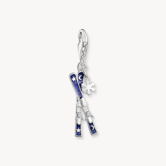 Thomas Sabo Sterling Silver Charm Crossed Ski with Blue Cold Enamel 2059-041-32
