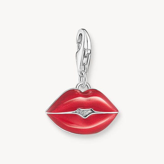 Thomas Sabo Sterling Silver Charm Pendant In Shape Of Red Kissable Lips 2068-664-10)