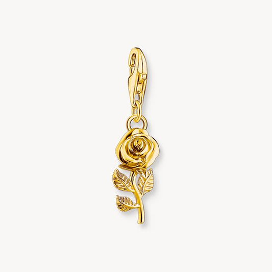 Thomas Sabo Sterling Silver Gold-Plated Charm Pendant In Rose Design 2077-413-39