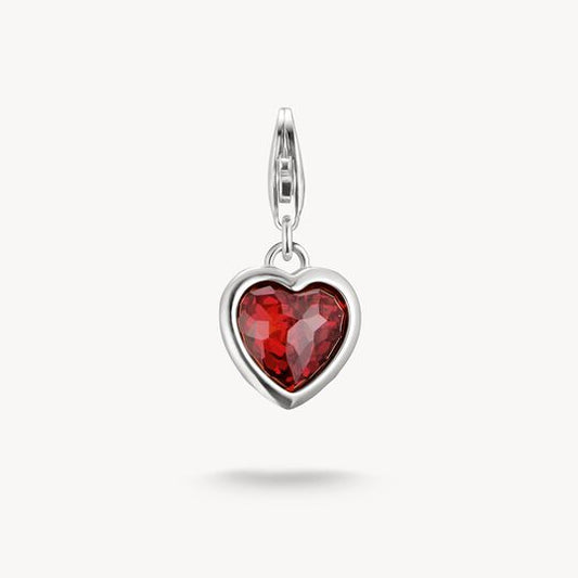 Thomas Sabo Sterling Silver Charm Pendant With Red Stone In Heart-Shape Charm 2094-699-10