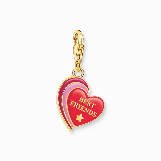 Thomas Sabo Silver Gold-plated charm pendant in heart-shape with engraving BEST FRIENDS  2117-427-10