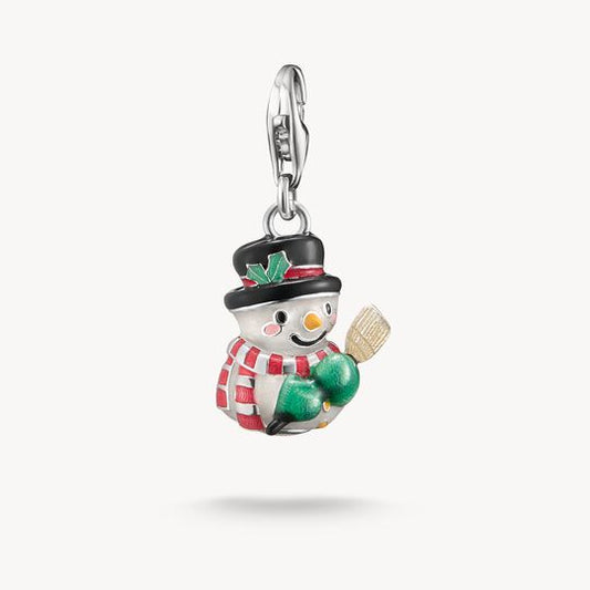 Thomas Sabo Sterling Silver Cold Enamel Snowman Charm Pendant 2195-007-7