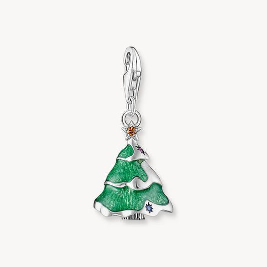 Thomas Sabo Sterling Silver Charm Christmas Tree with Green Cold Enamel 2198-390-7