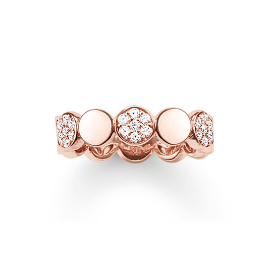 Thomas Sabo Sterling Silver Cubic Zirconia Rose Gold Plated Bubble Ring Size56 TR2048-416-14