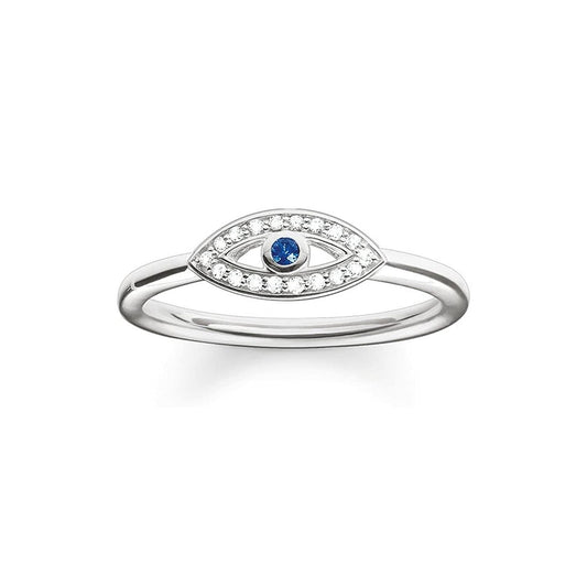 Thomas Sabo Sterling Silver Cubic Zirconia Synthetic Blue Spinel Nazar Eye Ring TR2075-412-32
