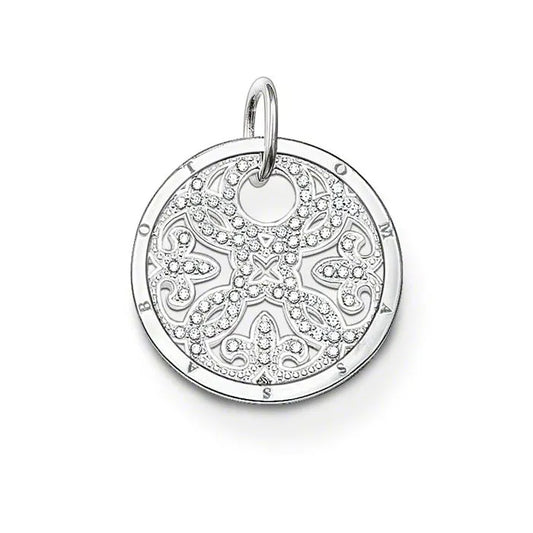 Thomas Sabo Sterling Silver Cubic Zirconia Abarasque Disc Pendant Small PE432-051-14