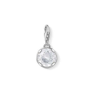 Thomas Sabo Silver Round White Cubic Zirconia Pendant Charm 1235-051-14