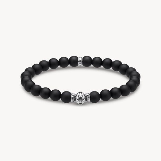 Thomas Sabo Silver Black Obsidian Beads Bracelet Ornament Black A1942-704-11-L20