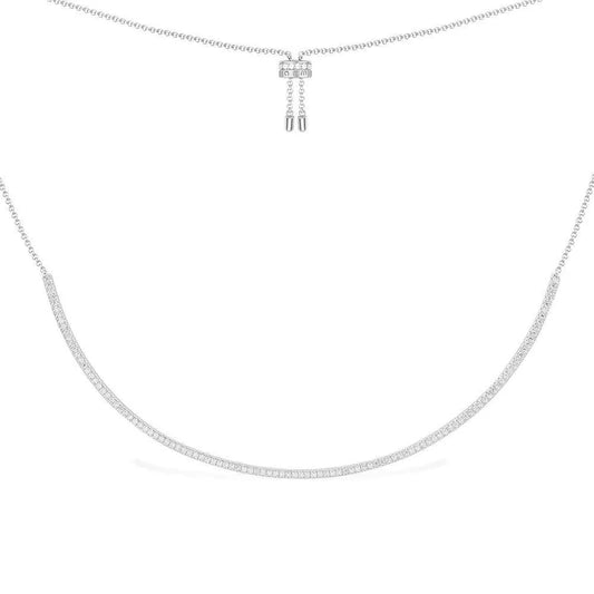 APM Croisette Dainty Paved Adjustable Necklace - silver AC5940OX