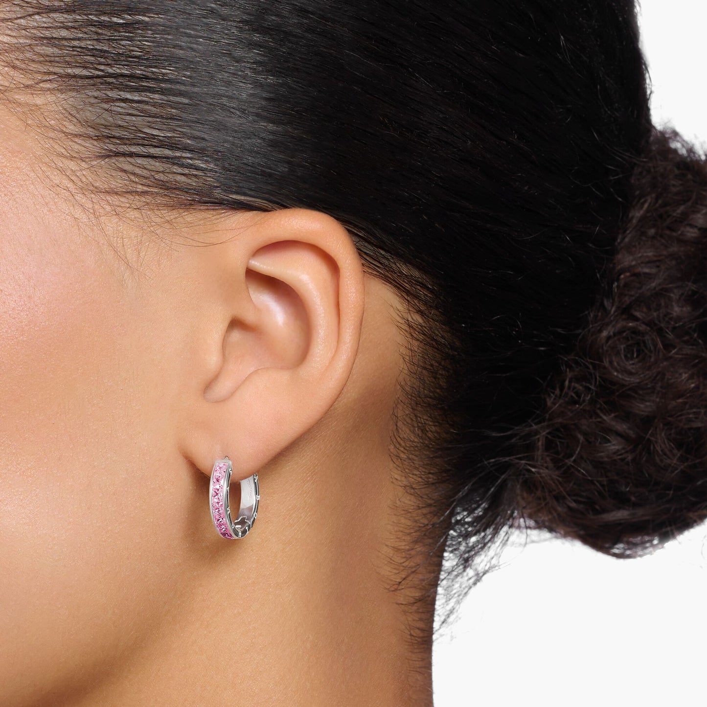 Thomas Sabo Hoop Earrings With Pink Stones Pavé Silver CR668-051-9