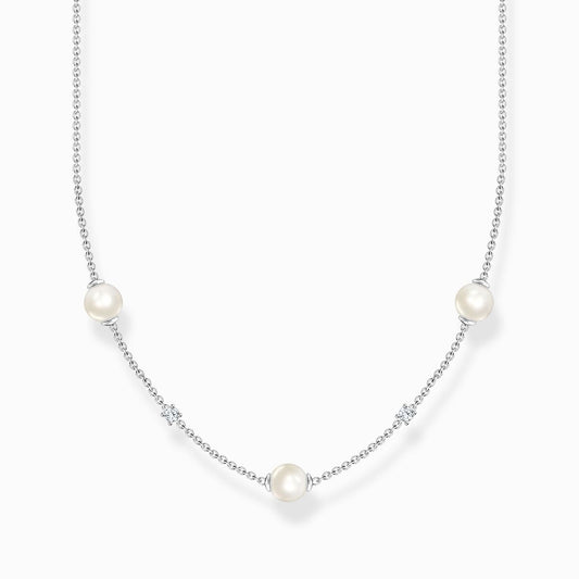 Thomas Sabo Silver Necklace pearls with white stones KE2120-167-14-L45