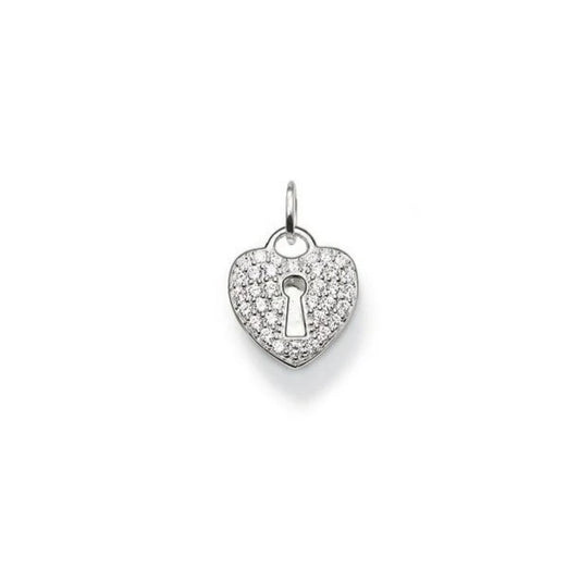 Thomas Sabo Sterling Silver Cubic Zirconia Heart Shaped Padlock Pendant  PE454-051-14